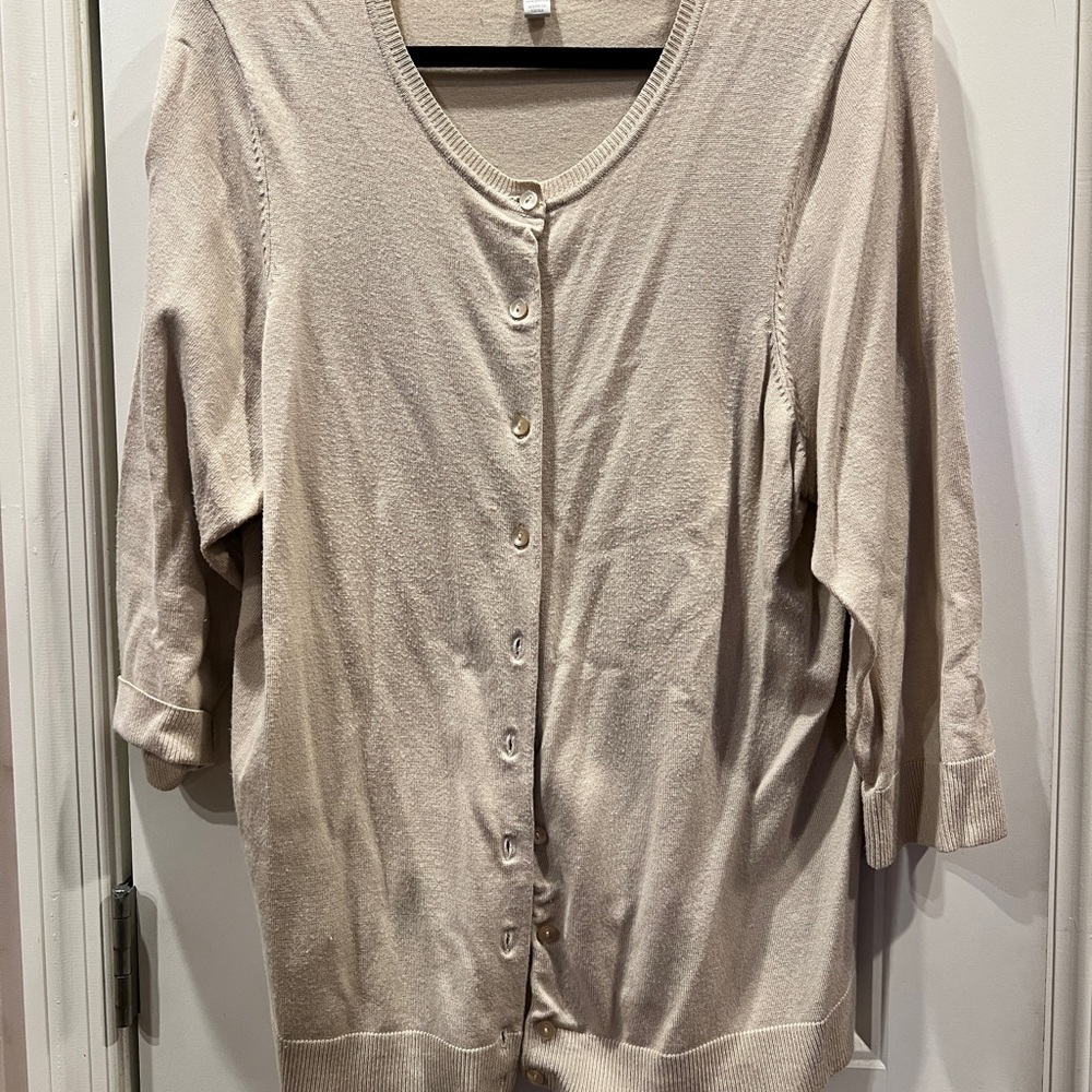 Charter Club Woman Beige Tan Cardigan Sweater Sz 2x